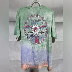 Buc-ees Shirt Women’s Large Tie Dye  Short Sleeve Colorful Happy Hippie Flower